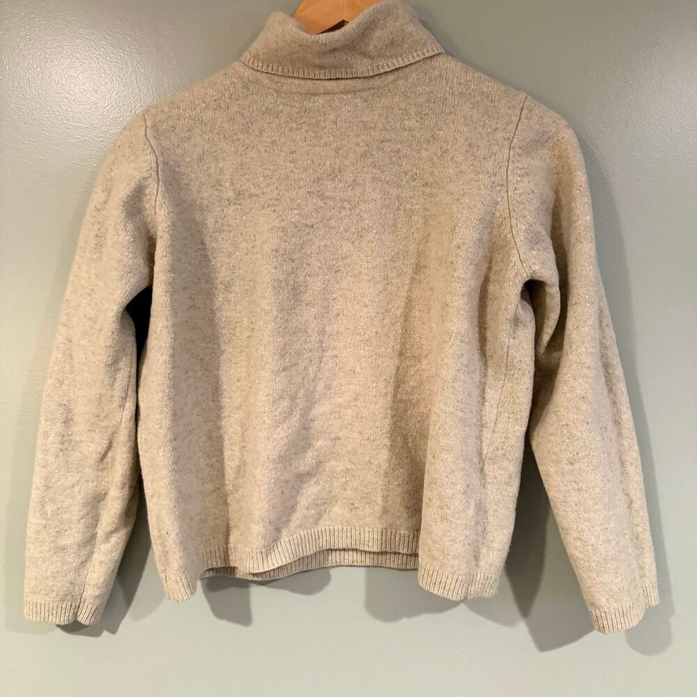 Vintage Ll Bean Merino Wool Angora Green Turtleneck Sweater Y2K Women L Ex Cond.